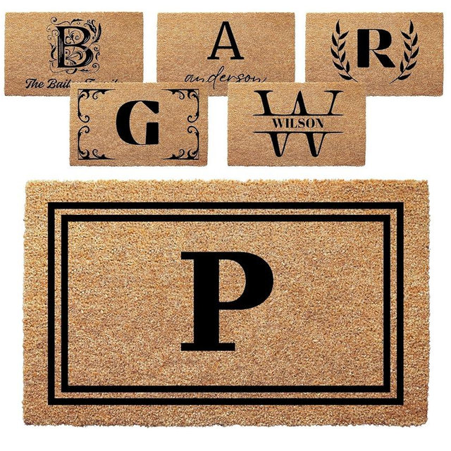 clicked craft Personalized Door Mat with Monogram - Custom Doormat with Anti-Slip Backing - 3 Size Options - Family Doormat Custom Door Mats for Front Door Front Door Mat for Outdoor Decor
