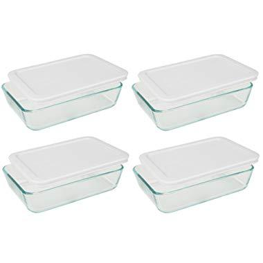 3-Cup Rectangle Food Storage (Pack of 4 Containers) (3 cup, Box of 4 Containers, White lid)