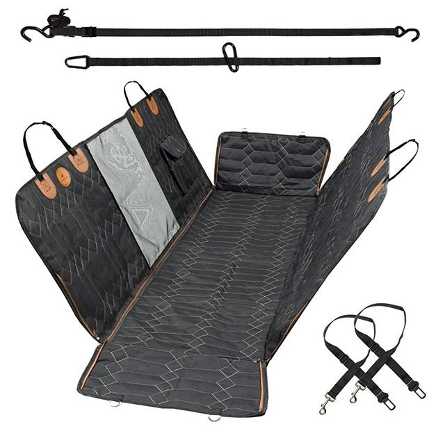 Pet Adventure Pet adventure Waterproof Hammock Style 3 in 1 Nonslip Scratch Proof Dog car seat Cover black and brown 54inchx58inch