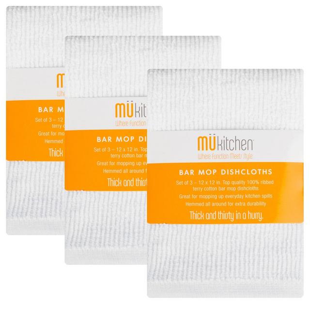 9pc Bar Mop Cloth White - Mu Kitchen