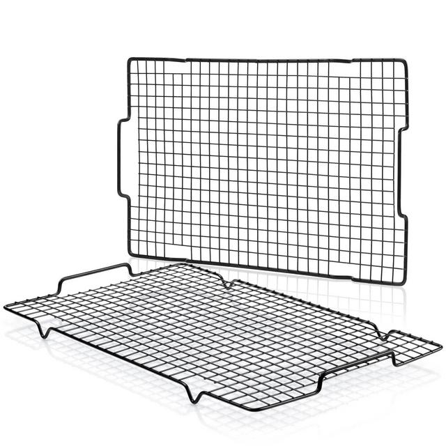 2 Pack Cooling Racks - 16" x 10", Nonstick Wire Baking Rack with Handle Fit Half Sheet Pan, Oven Safe Wire Cookie Rack for Cooking, Roasting, Grilling, Easy to Clean