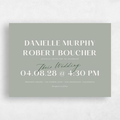 Pale Sage, Green Wedding Invitation - Finneas Landscape