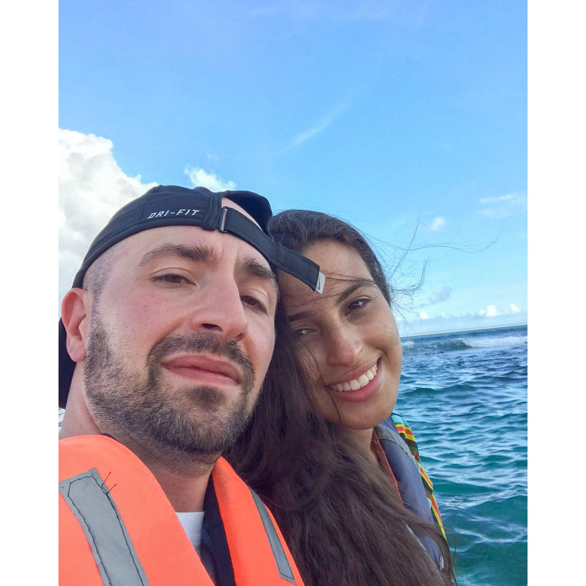 Before we took a swim with turtles just off the coast of Tulum, Mexico.