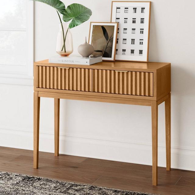 Nathan James Boho Wood Fluted 2 Drawers Console Table