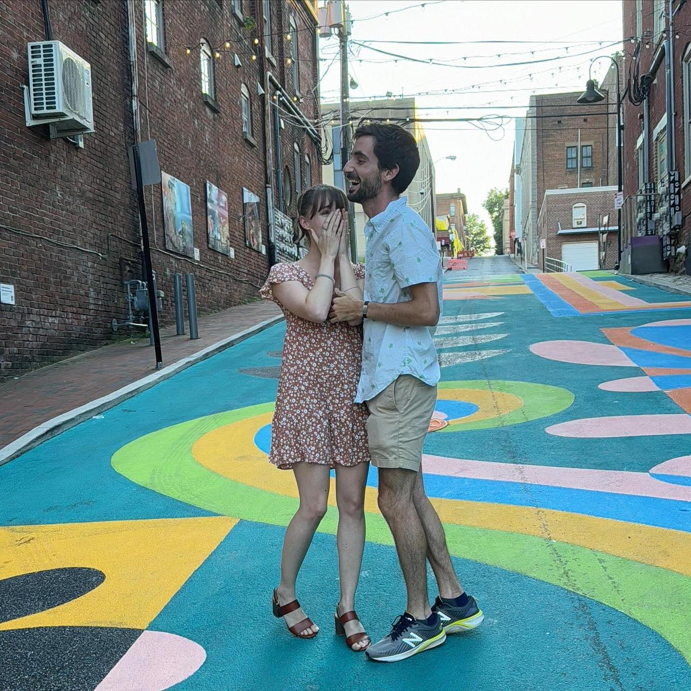 The bride couldn't contain herself. She let out tears of joy in the streets of Lynchburg!