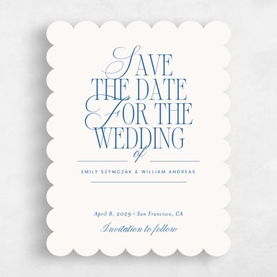 Beige Scalloped Wedding Save the Date - Thisbe Portrait