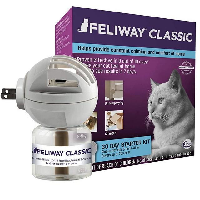 Feliway Classic Cat Calming Diffuser Kit for Cats (30 Day Starter Kit) - Reduce Problem Scratching, Spraying, and Hiding