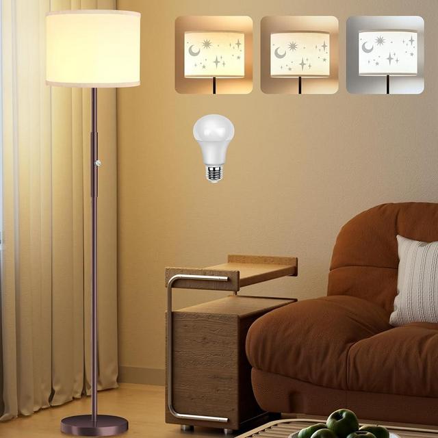 PARTPHONER Floor Lamp for Living Room Bedroom with Lampshade Stencil, 65’’ Modern Tall Lamp Simple Design Standing Lamps for Kids Room Home Office Reading