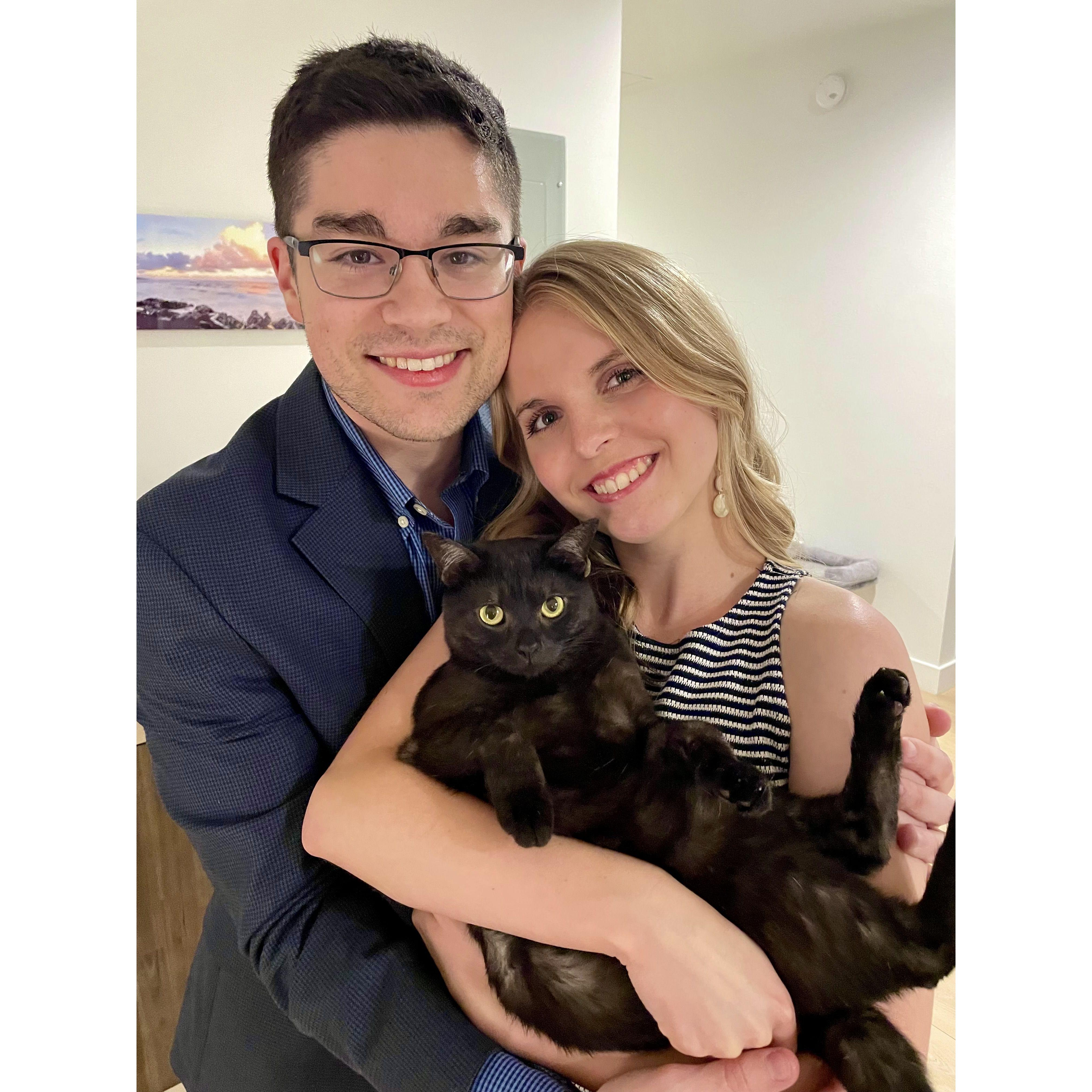 Snuggles with Poppy on our 5th anniversary