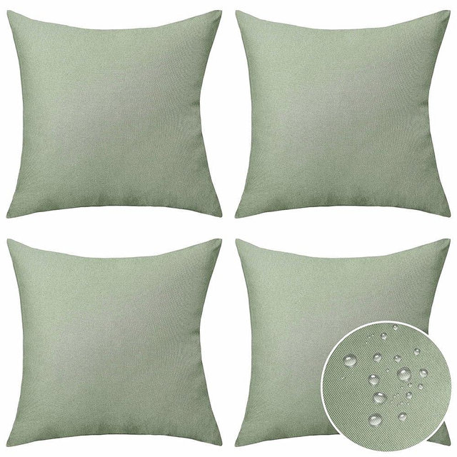 Home Brilliant Outdoor Throw Pillows for Patio Furniture Waterproof Decorative Spring Pillow Covers 20x20 Inch, 50x50cm, Set of 4, Sage Green