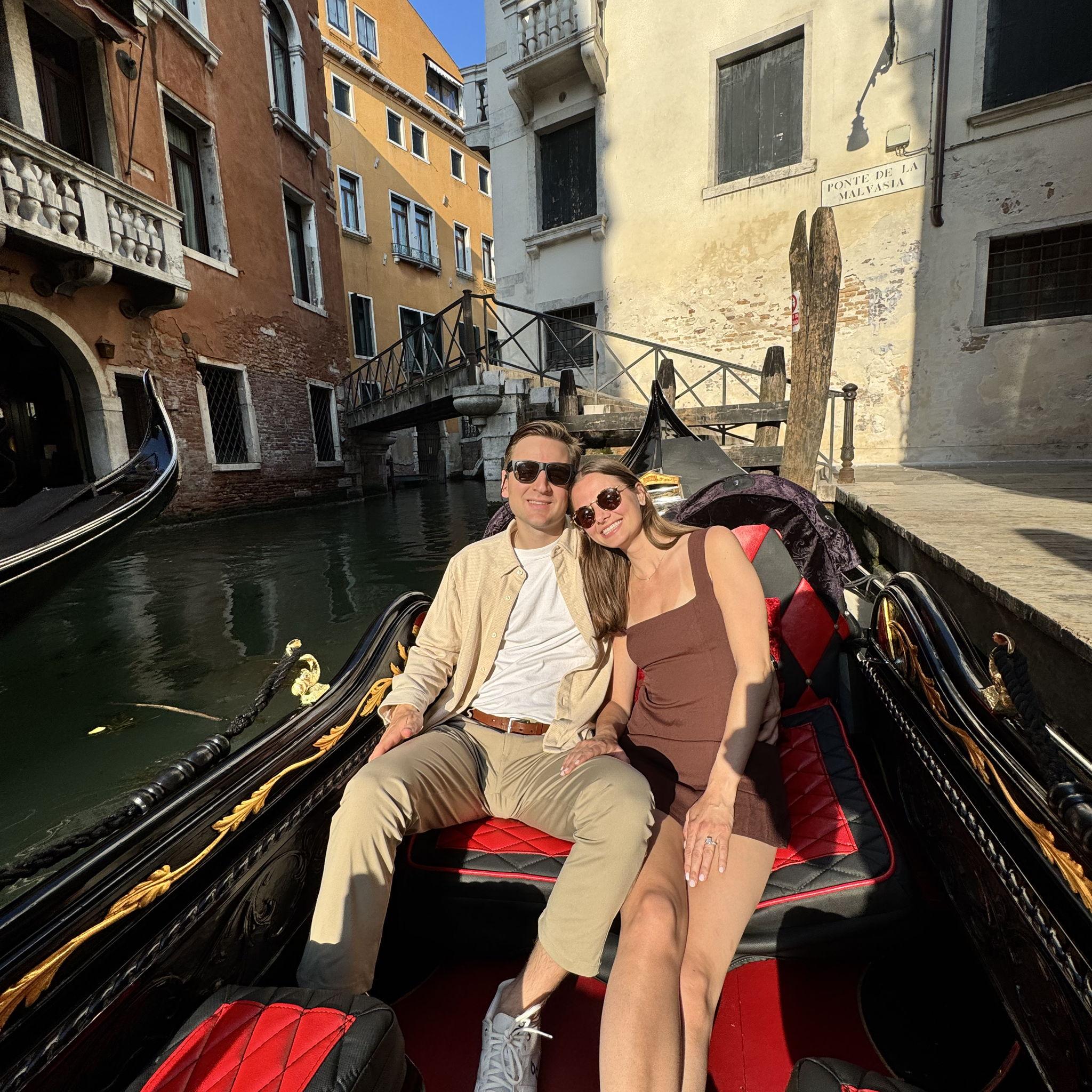 Gondola ride in the canals of Venice