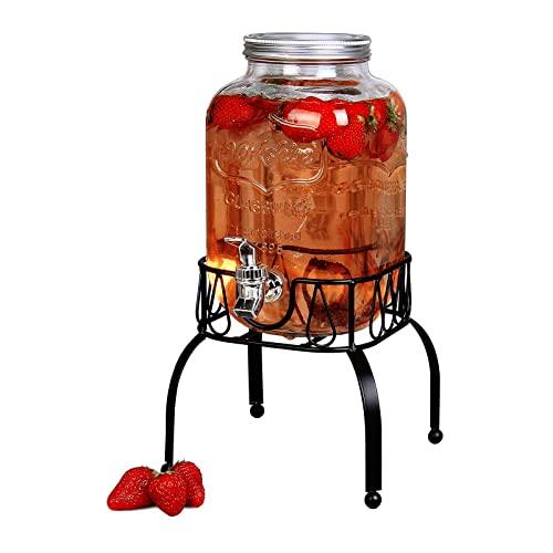 Estilo EST3088 On Metal Stand with Leak free Spigot 1 Gallon Single Beverage Drink Dispenser, Clear