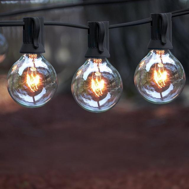 LED Concepts STR-G40 25-Feet Outdoor Globe String Lights - Warm White (25 Clear Glass Bulbs)