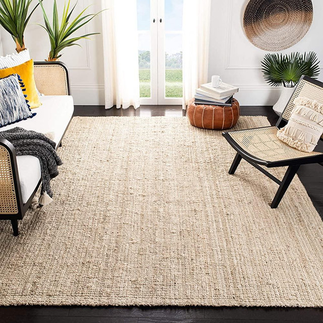 Safavieh Natural Fiber Collection NF730A Handmade Farmhouse Premium Jute Area Rug, 8' x 10', Ivory