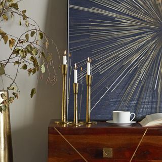 Aluminum Slim Candle Holder with Round Base, Set of 3