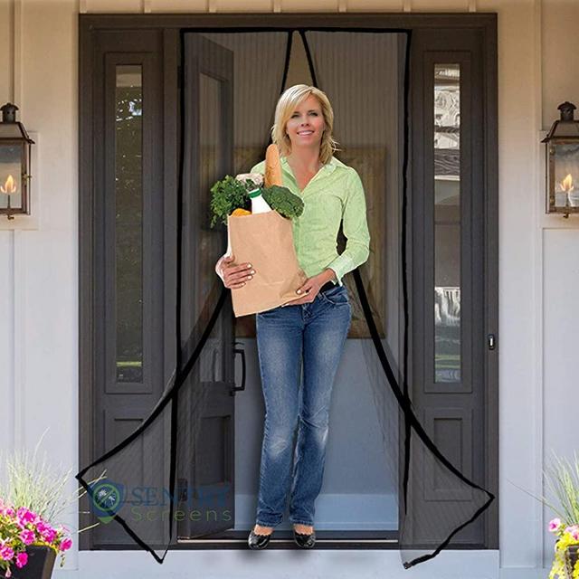 Fiberglass Mesh Magnetic Door Screen – Self-Closing Door Net Screen with Magnet Closures, Reinforced Edges – Door Mesh Available in 5 Colors & Many Sizes – Magnetic Screen Door by Sentry Screens