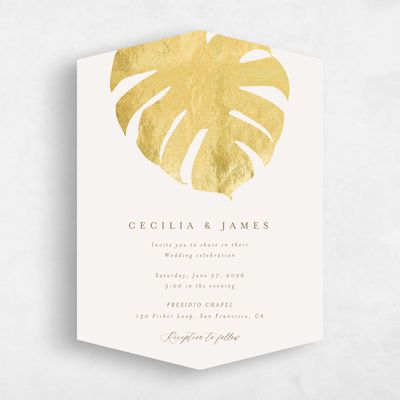 Beige Diamond Wedding Invitation - Maui Classic Foil