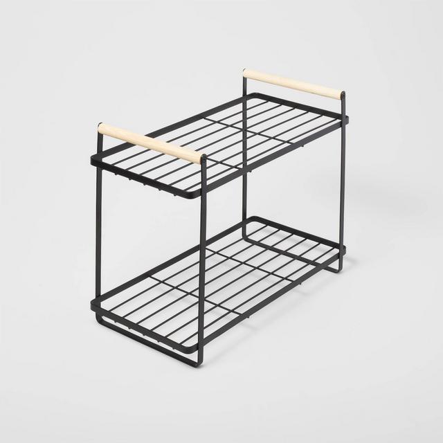 Wood Handle Tiered Vanity Organizer Black - Brightroom™