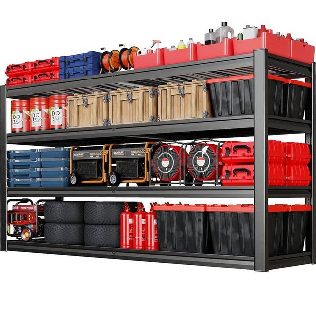 PMKES 67" Wide Garage Shelving Unit, 67" W x 24" D x 68" H, Heavy Duty Garage Storage Shelves,3500 LBS Capacity, Industrial Adjustable Shelves for Basement Warehouse