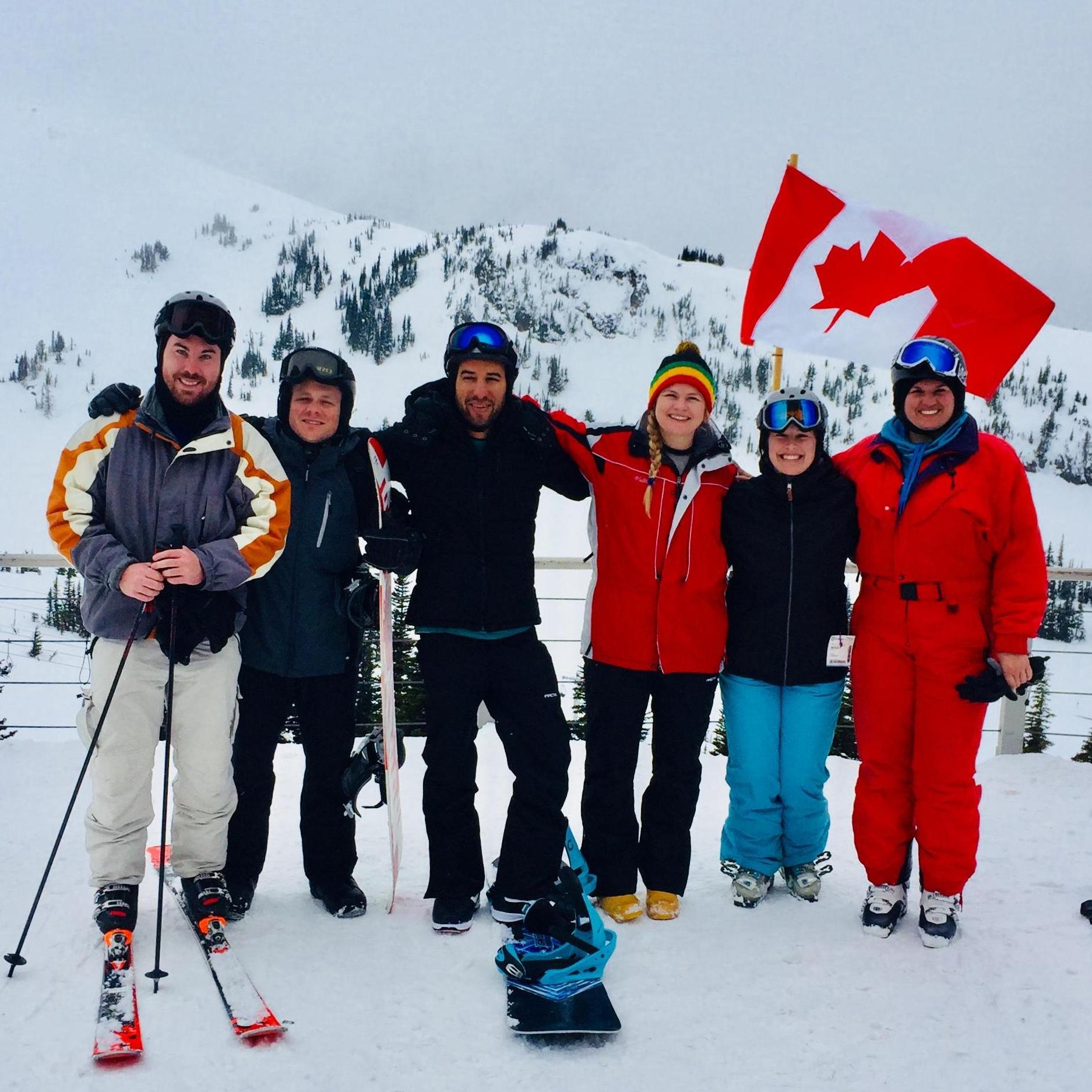 The Whistler Ski Crew!!
(L to R:  Mike, Stu, Leo, Cat, Lauren, Ali )
Ali is wearing Lauren's dad's skiing onesie from the 80's... 
April 4th, 2018