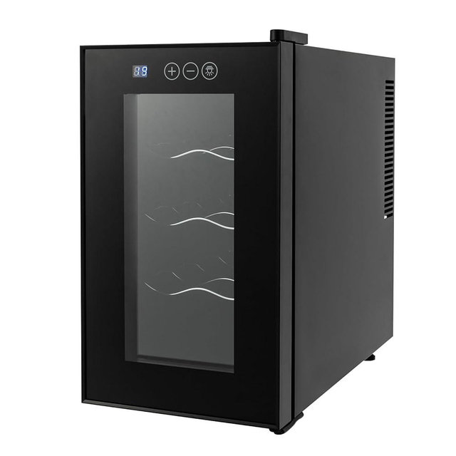 YDOOLNG Black Wine Cooler, 23L 8 Bottle Compressor Wine Cooler Refrigerator Large Freestanding Wine Cellar with 5 Shelves&3 Racks For Red White Champagne or Sparkling Wine LED Display (JC-23AW)