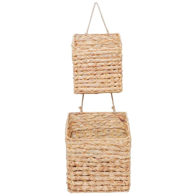 Wall Hanging Wicker Water Hyacinth storage baskets,Woven Rustic Farmhouse Door Baskets for decor,Small and Large Size