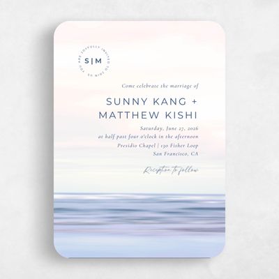 Purple Rounded Wedding Invitation - Dacosta Portrait