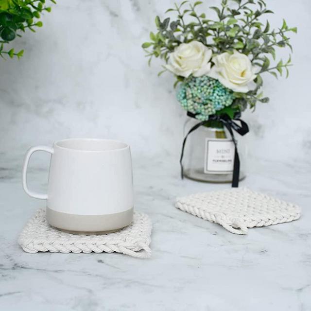 Coasters for Drinks Coasters for Wooden Table Boho Decor for Home Housewarming Gifts for New Home House Warming Presents (Square White)