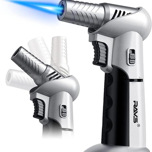 ravs Butane Torch, Refillable Kitchen Torch Lighter Blow Torch with Safety Lock Rotating Angles Adjustable Flame, Culinary Torch for Creme Brulee, Desserts and Baking (Butane Gas Not Included)