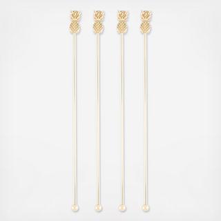 Aloha Pineapple Stir Sticks, Set of 4