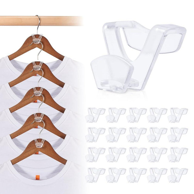HOUSE DAY Closet Organizers and Storage, College Dorm Room Essentials - 60 Pack Clear Clothes Hanger Connector Hooks, Heavy Duty Hangers Organization, Premium Space Saving Hangers