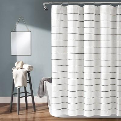 Ombre Stripe Yarn Dyed Cotton Shower Curtain Gray - Lush Decor