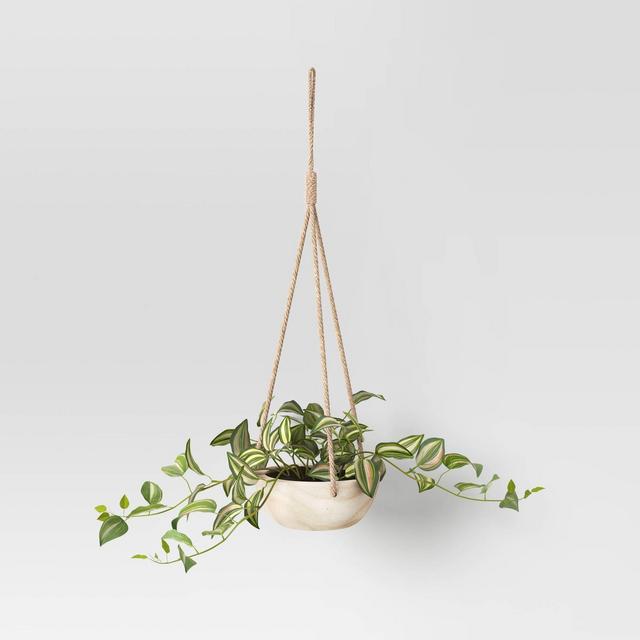 Wood Hanging Planter with Greenery Wall Sculpture Brown - Threshold™