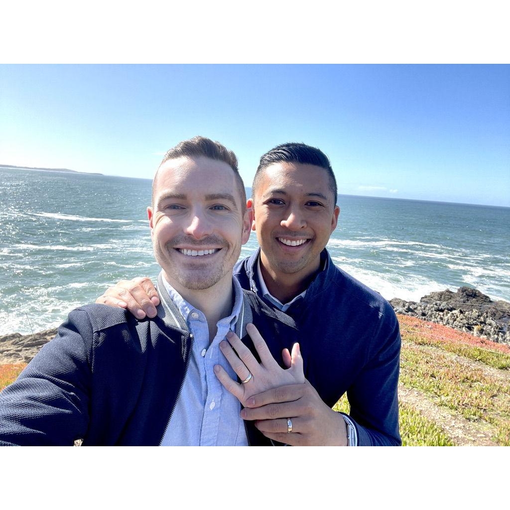 In March 2021, we proposed to each other on Highway 1 near Bodega Bay.