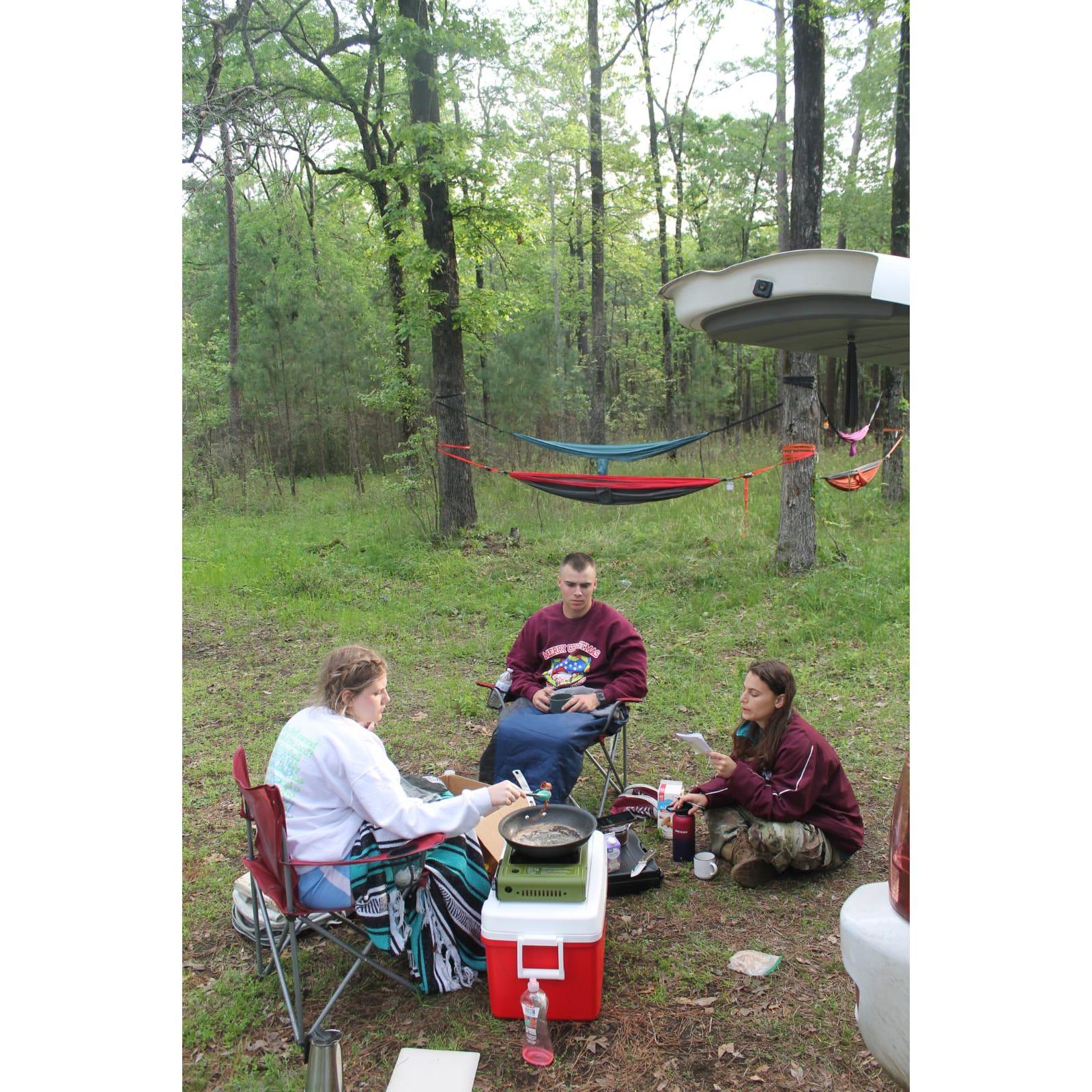 Hamock-camping with her cousin, James, and Brooklyn!