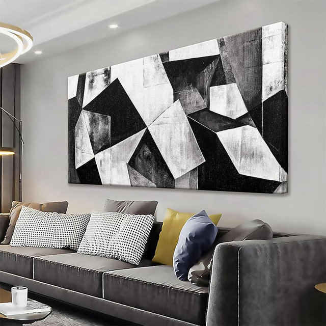 TAIJXAGSG Large Abstract Wall Art Black And White Wall Art Geometric Color Block Line Wall Painting Artwork Canvas Art Wall Decor Simple Picture Artwork For Living Room Bedroom Office 29"X 58"