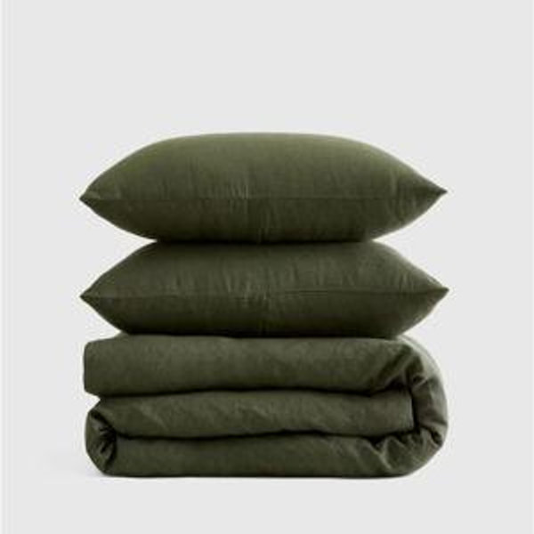 European Linen Duvet Cover Set in Color "Pine"