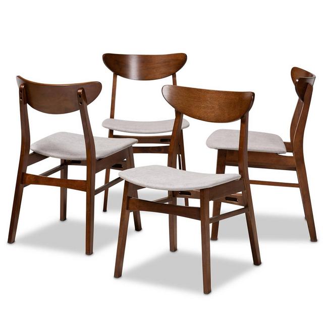 Set of 4 Parlin Dining Chair Light Gray/Walnut - Baxton Studio