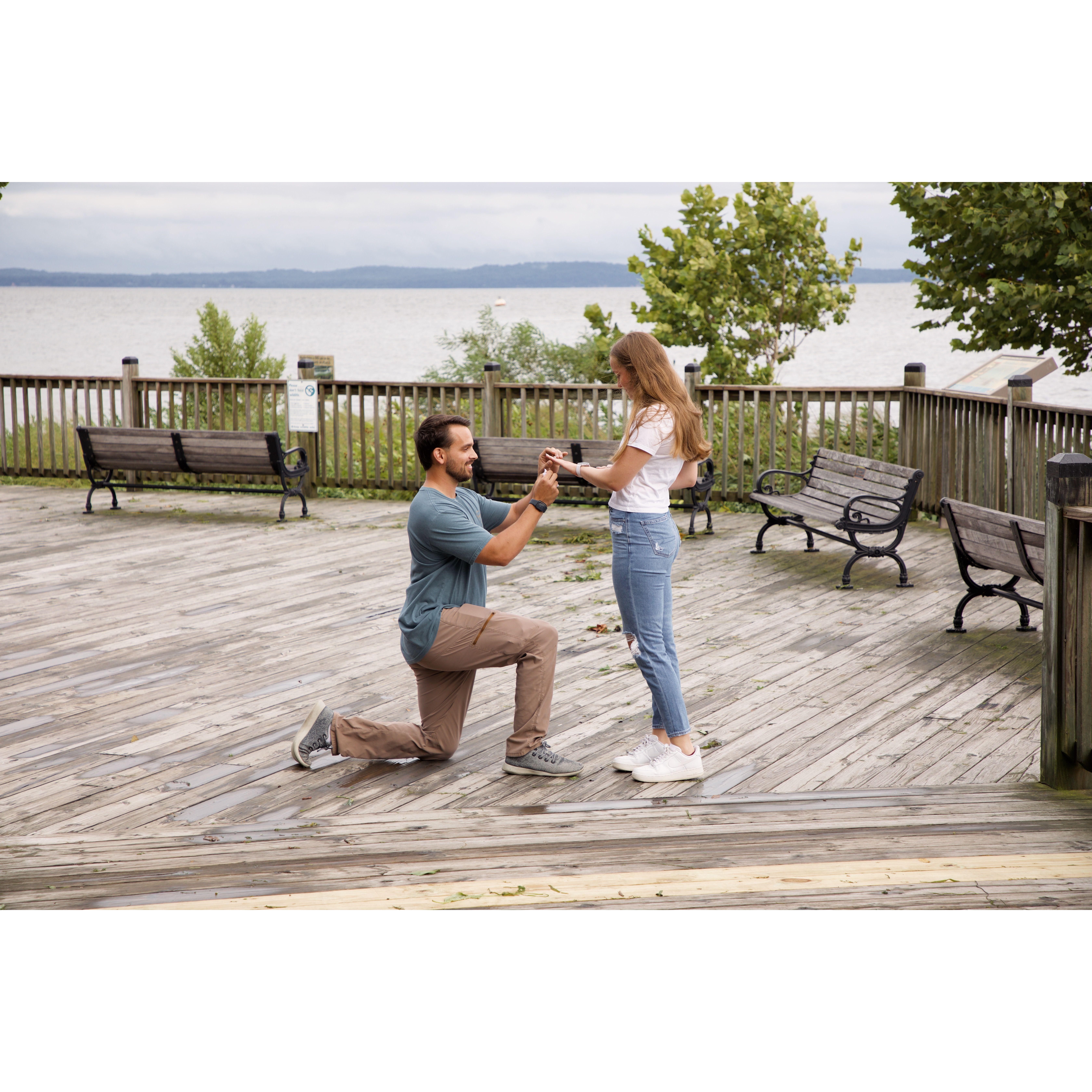 Colin proposed on August 9th, 2024 on the promenade in Havre de Grace, Maryland