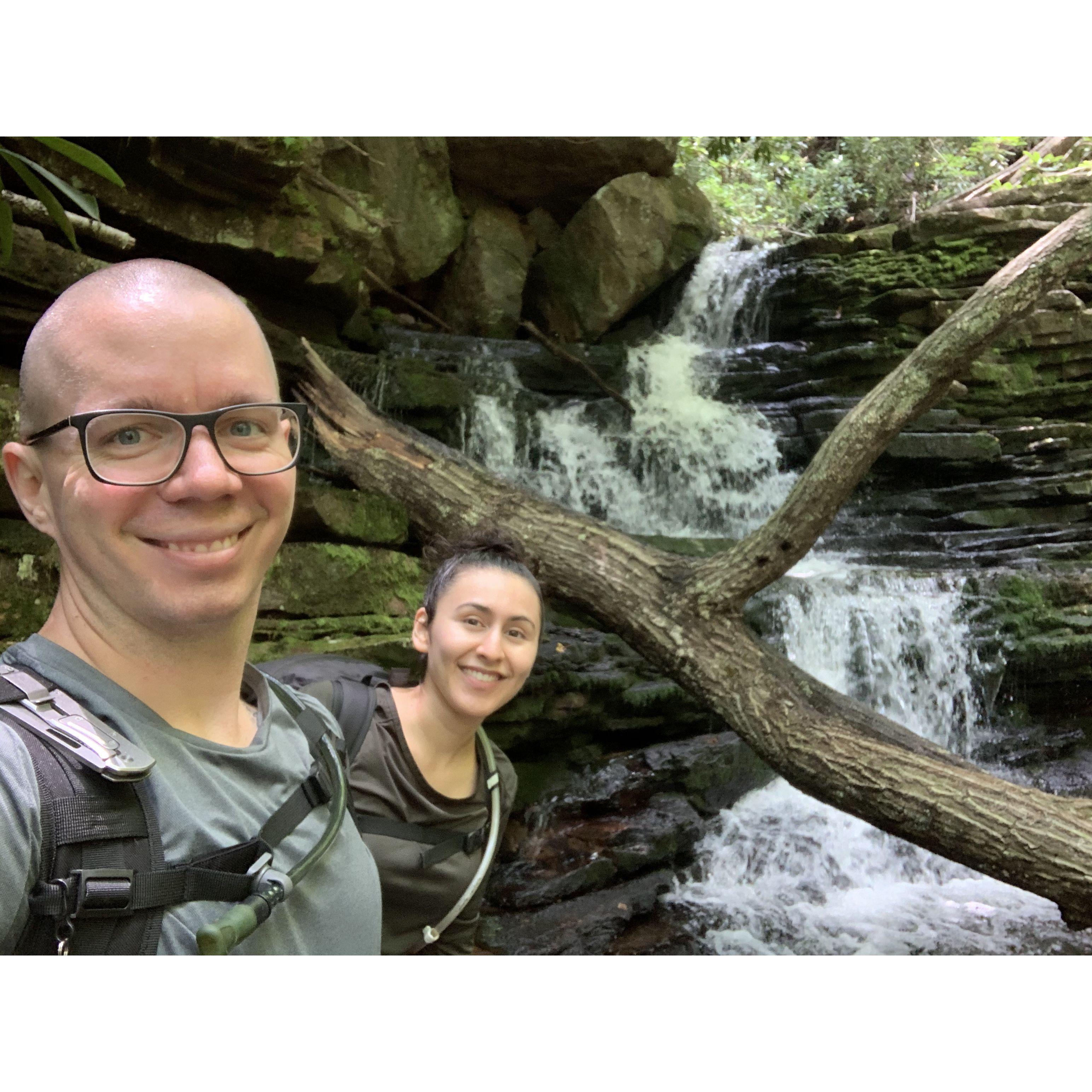 Hiking the falls at Mill Creek in Narrows, VA - July 2020