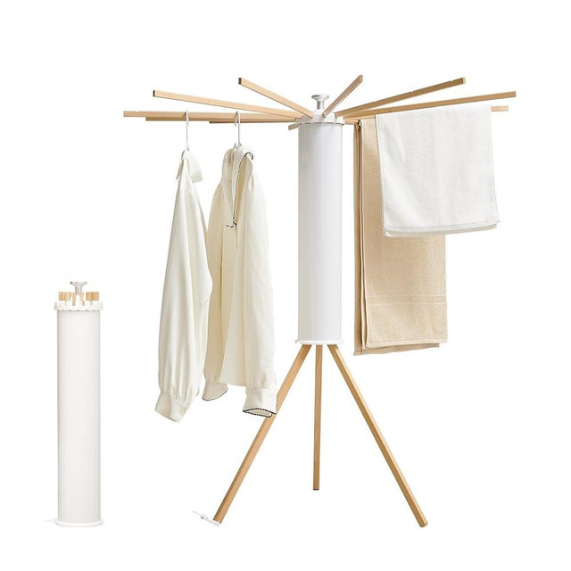 JOOM Tripod Clothes Drying Rack, Garment Rack Portable and Foldable Space Saving Laundry Drying Rack - Drying Rack Clothing 12 Rods Wooden