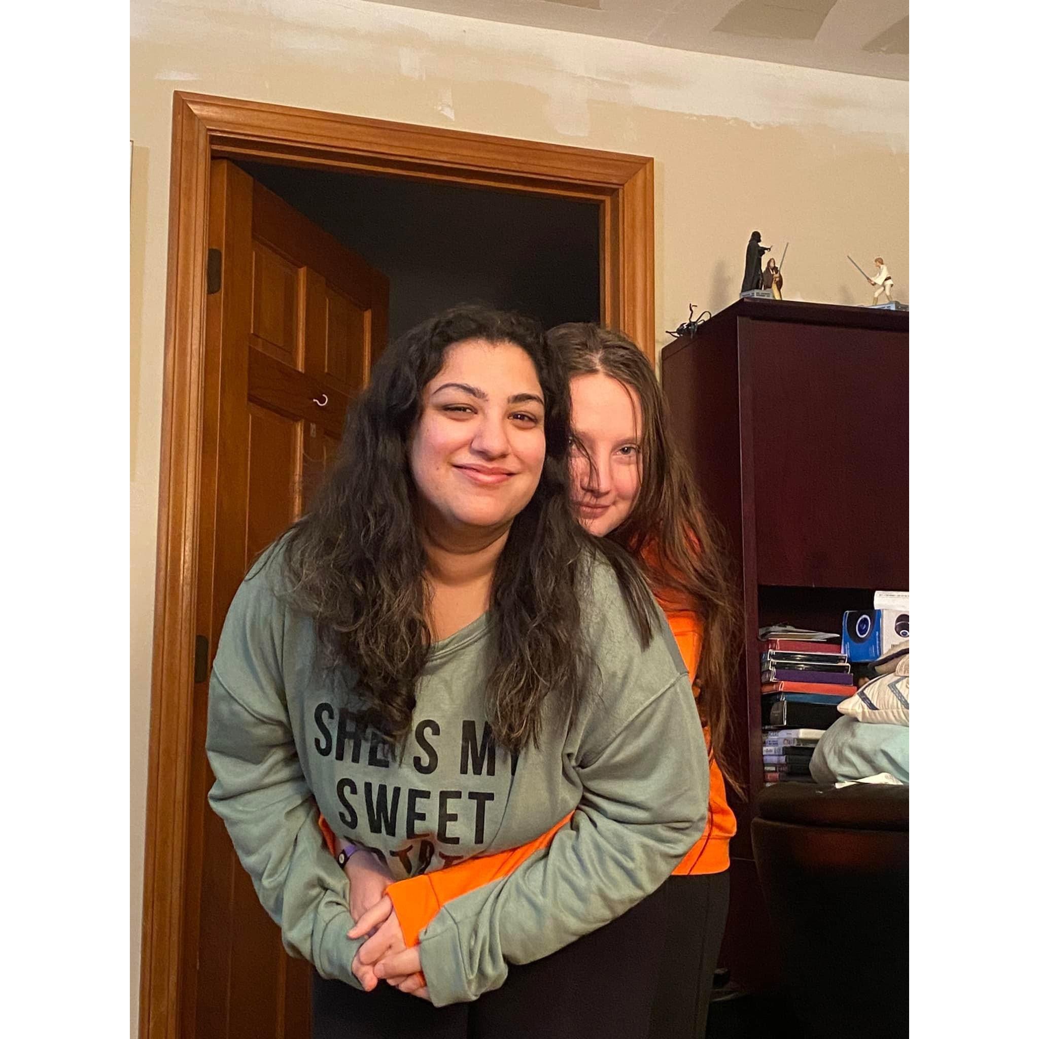 Wearing our matching Thanksgiving shirts