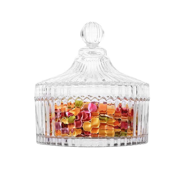 ComSaf Crystal Candy Dish with Lid, Candy Bowl with Lid, Glass Candy Jar, Gift for Christmas, Birthday, Wedding Anniversary, Valentine's day, Mother's day, Housewarming