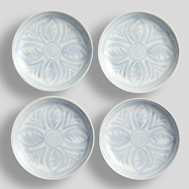 Chambray Tile Stoneware Appetizer Plates, Set of 4