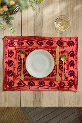 Red Crewel Stitch Placemat
