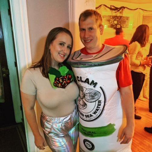 Halloween 2021 as White clam (claw) and a burrito!