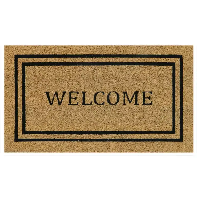 Simply Essential™ 16" x 28" Welcome Double Border Door Mat in Beige