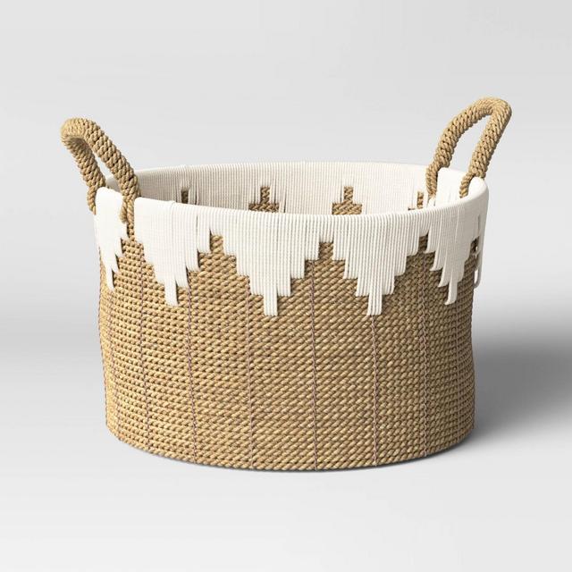 15" x 11" Braided Basket with Rope Natural/White - Opalhouse™