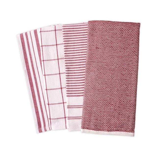 Artisanal Kitchen Supply® Reversible Terry Kitchen Towels in Red (Set of 4)