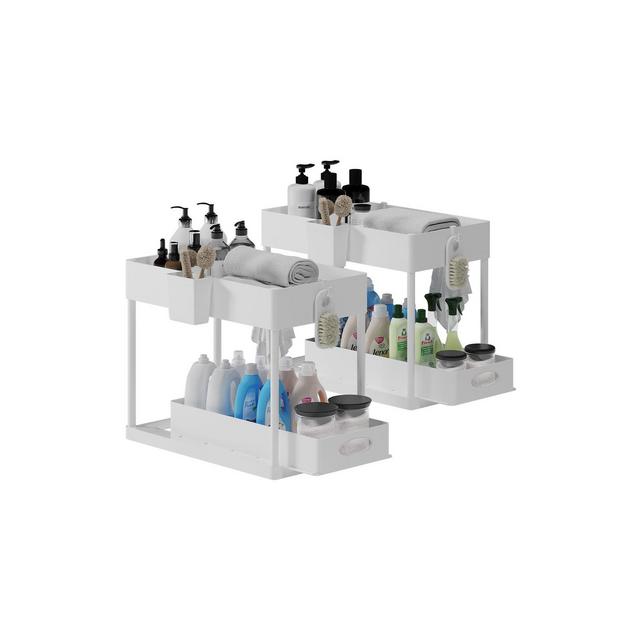 StorageBud 2-Tier Sliding Under Sink Organizer - White - 2 Pack